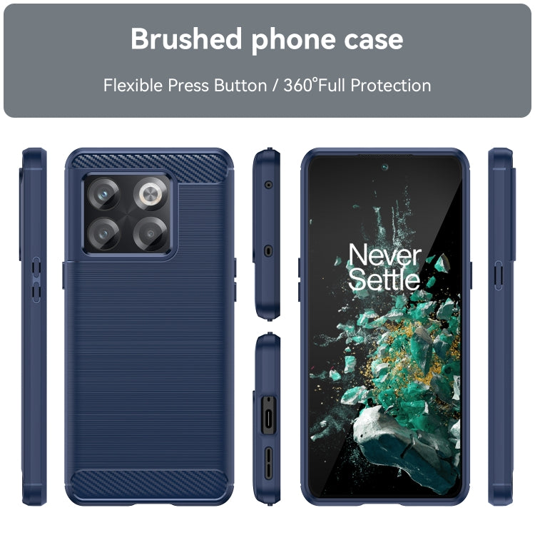 Funda de Teléfono TPU OnePlus 10T Fibra de Carbono con Textura Cepillada (Azul)