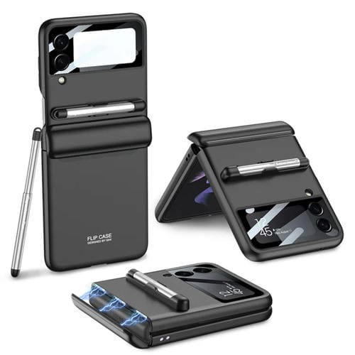 Funda para Samsung Galaxy Z Flip4 Gkk Magnética con Tapa y Bolígrafo (Negro)
