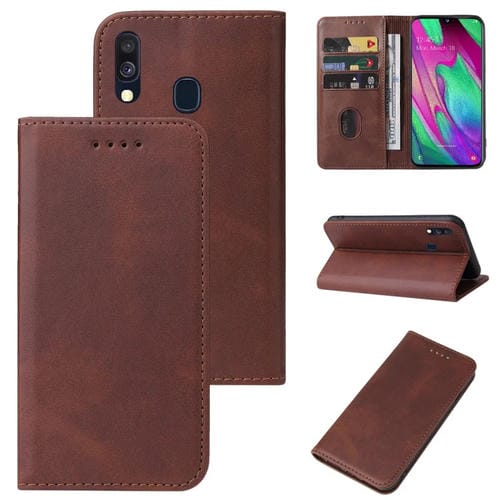 Funda para Samsung Galaxy A40 Cuero con Cierre Magnético (Marrón)