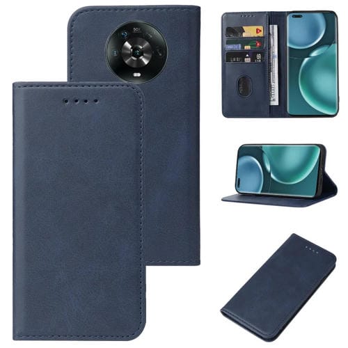 Para Honor Magic4 Funda de cuero con cierre magnético para teléfono (Azul)