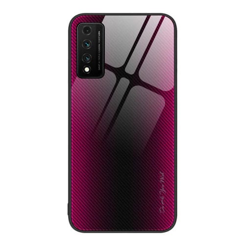 Para Huawei Nzone S7 Pro 5G Textura Gradient Glass TPU Phone Case (Rose Red)