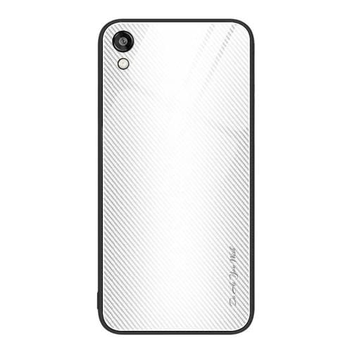 Para Honor Play 3e Texture Gradient Glass TPU Phone Case (Blanco)