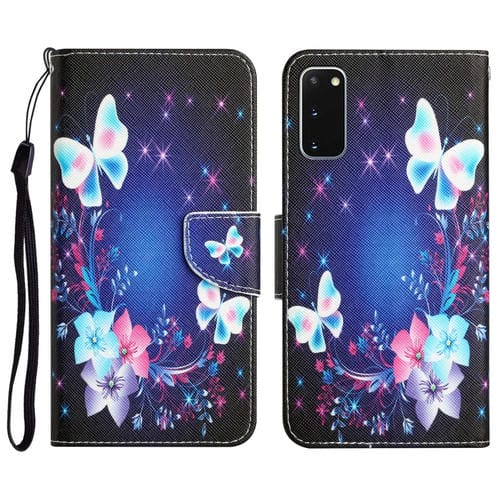 Para Samsung Galaxy S20 Estuche para teléfono de cuero con dibujo coloreado (mariposa)
