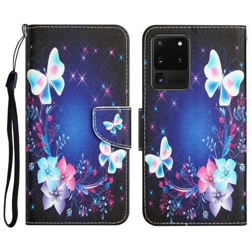Para Samsung Galaxy S20 Estuche para teléfono de cuero con dibujo ultra coloreado (mariposa)