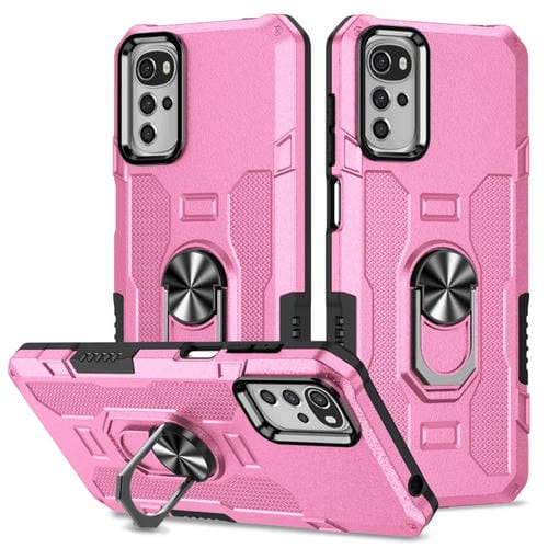 Para Motorola Moto G22 Ring Holder Armor Hybrid Phone Case (rosa)
