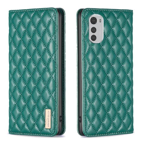 Funda Flip de Cuero Magnética para Motorola Moto E32 4G (Verde)
