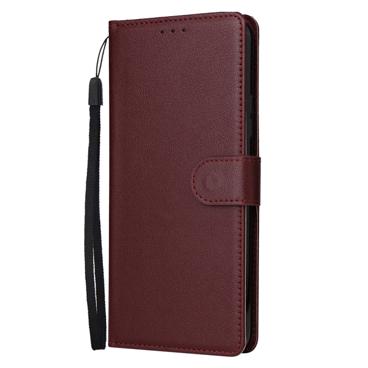 Estuche de Cuero para Infinix Hot 10 con Tapa Horizontal y 3 Ranuras para Tarjetas (Rojo Vino)