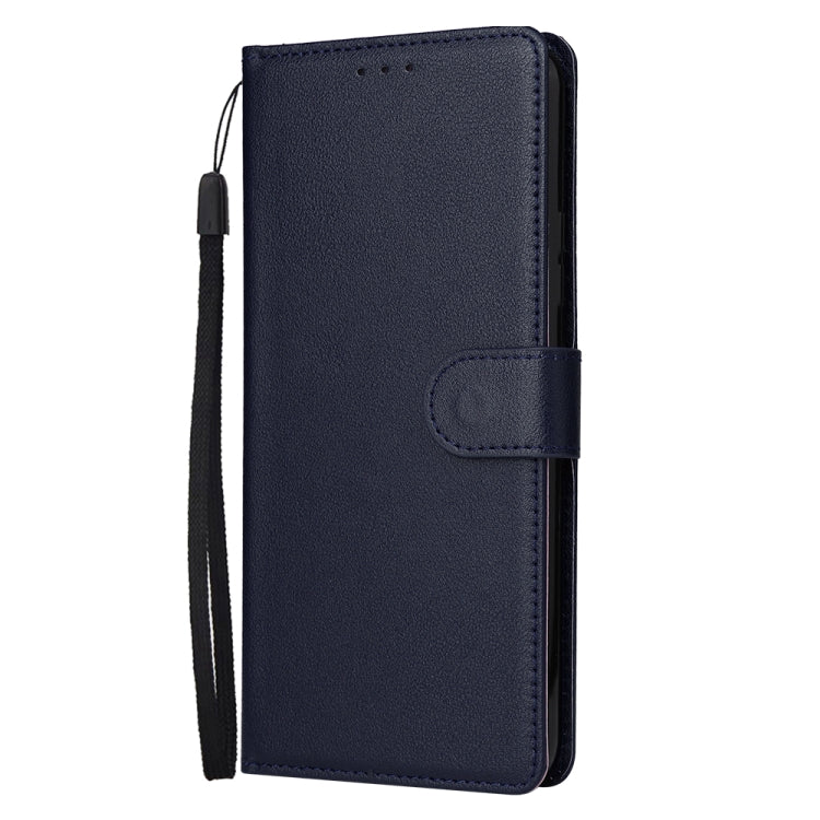 Estuche de Cuero para Infinix Hot 10 con Tapa Horizontal y 3 Ranuras para Tarjetas (Azul Marino)