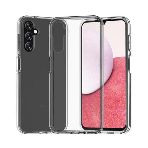 Estuche para teléfono Samsung Galaxy A14 5G / 4G con Polvo de Brillo Estilo Terminator a Prueba de Golpes (Blanco Transparente)