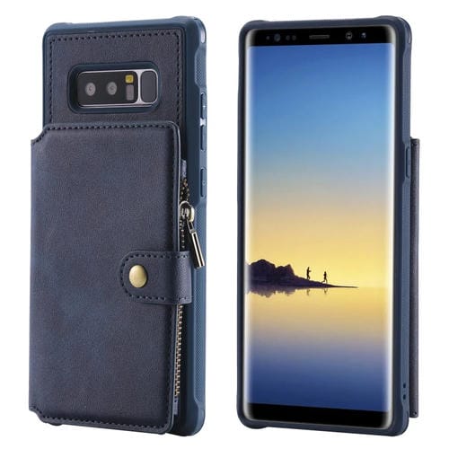 Estuche Protector Galaxy Note 8 a Prueba de Golpes con Cremallera Ranuras para Tarjetas Soporte Fotos Billetera (Azul)