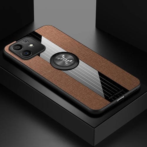 Para Honor Play6T Pro XINLI Funda de teléfono con textura de tela de costura TPU con soporte para anillo (marrón)