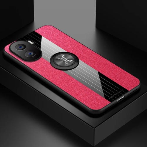 Para Honor X40i XINLI Costura de tela Textura TPU Funda para teléfono con soporte para anillo (Rojo)