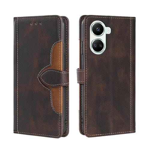 Para Huawei nova 10 SE Skin Feel Funda de teléfono de cuero con hebilla magnética (marrón)