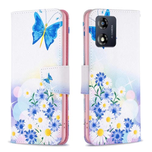 Estuche de Cuero para Motorola Moto E13 4G con Patrón Butterfly Love (Coloreado)