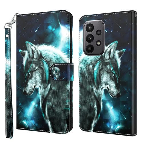 Funda para Samsung Galaxy A24 Patrón de Pintura 3D TPU y Cuero PU (Lobo)