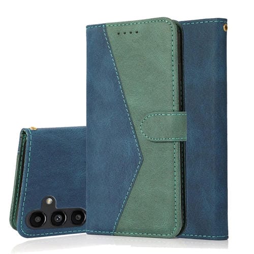 Funda para Samsung Galaxy A15 Cuero con Costuras de Dos Colores (Azul Verde)