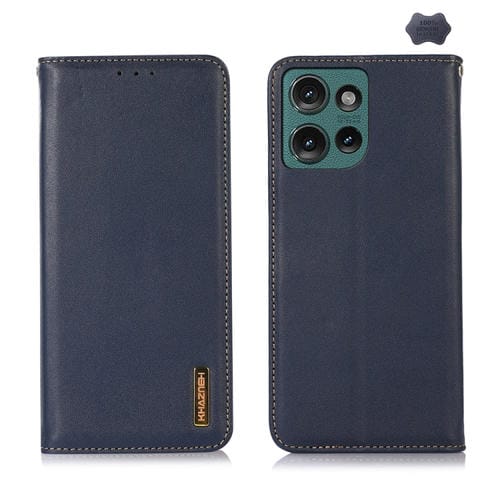 Funda para Teléfono Khazneh Nappa con Piel de Vaca para Motorola Edge 50 Neo (Azul)