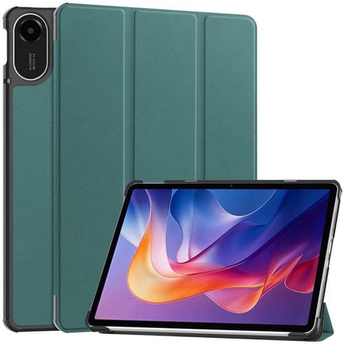 Funda de cuero con textura Custer y tres pliegues para Xiaomi Redmi Pad 2 (verde)