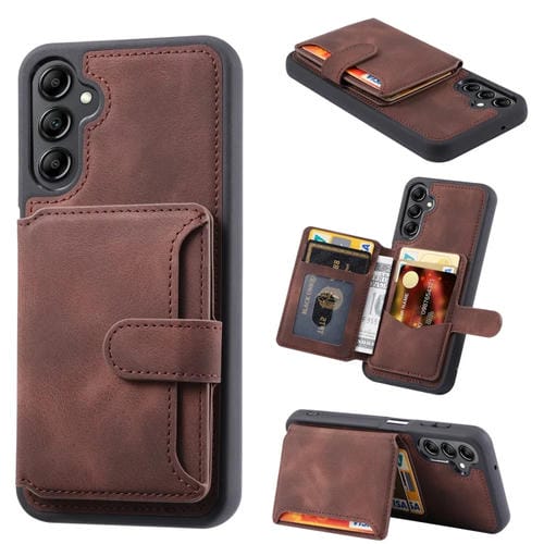 Funda para Teléfono Samsung Galaxy A15 4G / 5G Skin Feel Dream con Bolsa para Tarjeta Pu Antirrobo (Café)