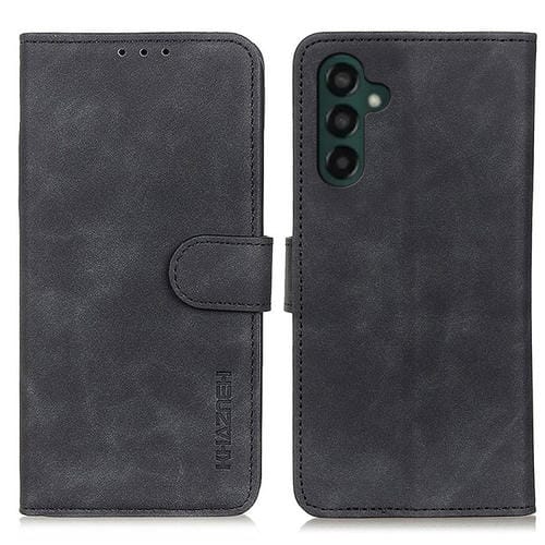 Funda para Teléfono Samsung Galaxy A55 5G Khazneh Cuero con Tapa Horizontal Textura Retro (Negro)