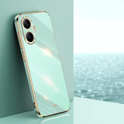 Funda de TPU con borde recto y galvanizada 6D XINLI para Redmi Turbo 4 Pro (verde menta)
