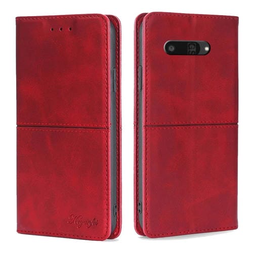 Funda de Cuero Magnética Textura de Vaca para Kyocera Digno Sx4 5G (Rojo)