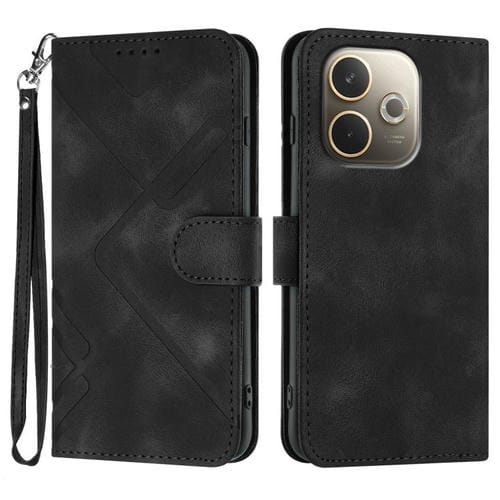 Funda de Cuero con Textura de Piel para Oppo A5 Pro 5G (Negra)