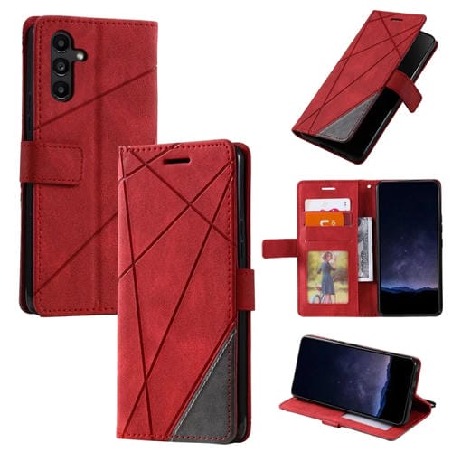 Funda de Teléfono Samsung Galaxy A05S Skin Feel Splicing Cuero con Tapa Horizontal (Rojo)