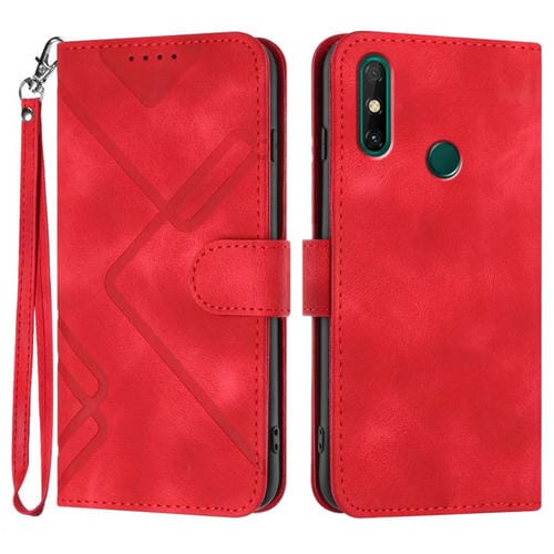 Funda de Piel Sintética Huawei Enjoy 20E con Diseño de Líneas (Roja)