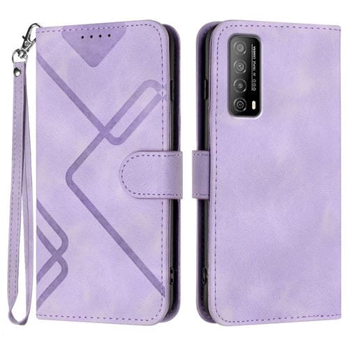 Funda Piel Sintética Huawei Enjoy 20 Se 4G Diseño Líneas Tacto Suave (Morado Claro)