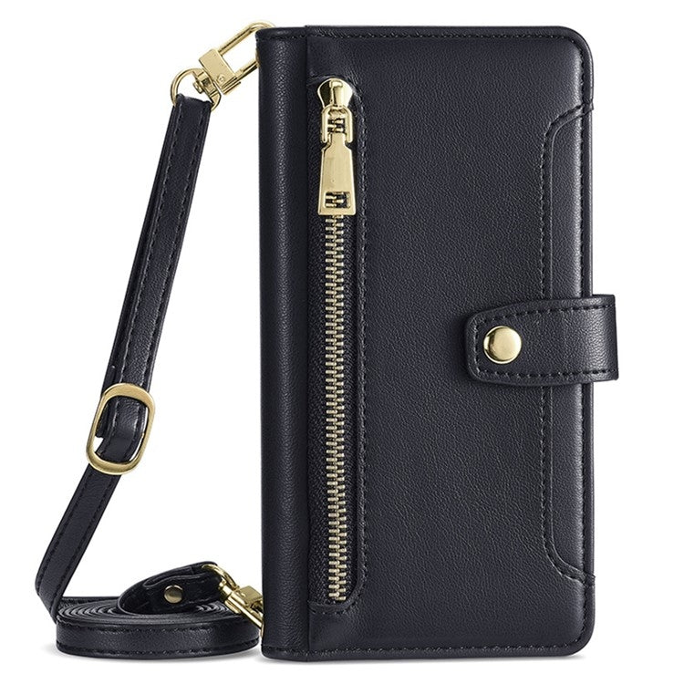 Funda de Cuero con Cremallera y Textura de Oveja para OnePlus Nord Ce 4 Lite 5G (Negra)
