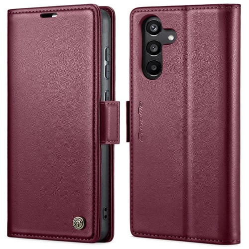 Funda para Samsung Galaxy A35 5G Caseme 023 Hebilla de Mariposa Litchi Texture Rfid Cuero Antirrobo (Rojo Vino)