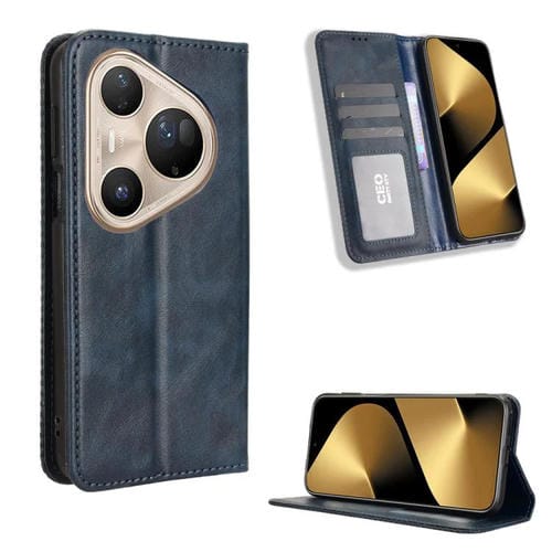 Funda de cuero con textura retro y hebilla magnética para Huawei Pura 80 Pro 5G / 80 Pro+ 5G (azul)