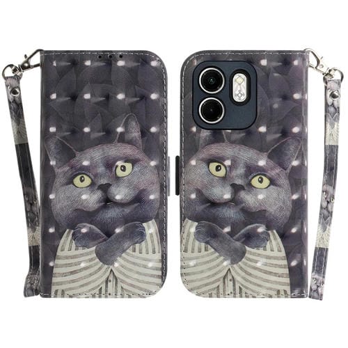 Funda de Cuero con Tapa Horizontal 3D para Infinix Hot 50I Smart 9 (Hug Cat)
