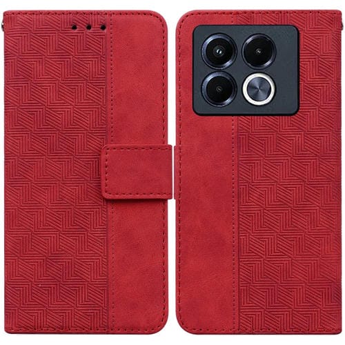 Funda de Cuero con Relieve Geométrico para Infinix Note 40 5G (Rojo)