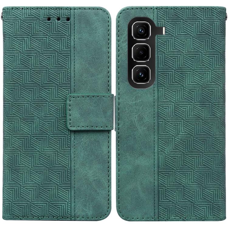 Funda de cuero con relieve geométrico para Infinix Hot 50 Pro+ 4G (verde)
