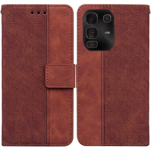 Funda de cuero con relieve geométrico para Infinix Note 50 Pro+ (marrón)