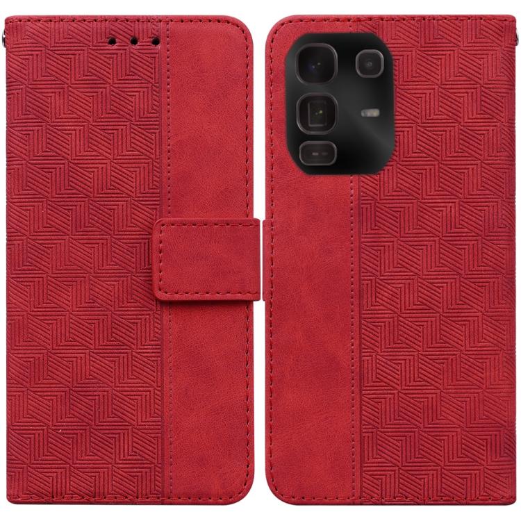 Funda de cuero con relieve geométrico para Infinix Note 50 Pro+ (roja)