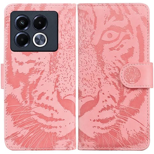 Funda de Cuero con Tapa y Estampado de Tigre para Infinix Note 40 5G (Rosa)