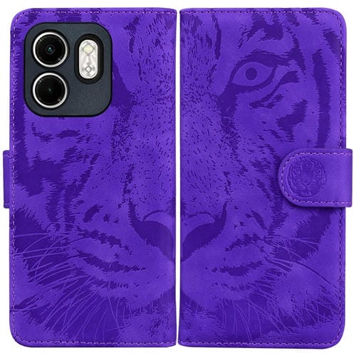 Funda de Cuero con Tapa y Estampado de Tigre para Infinix Hot 50I/Smart 9 (Morado)