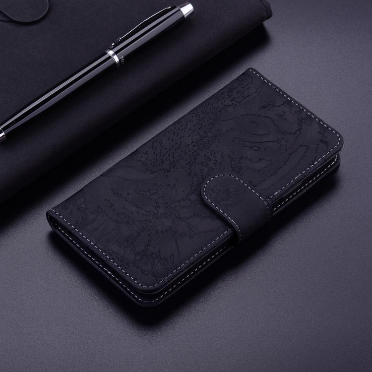 Funda de cuero con tapa y estampado de tigre para Infinix Hot 50 Pro+ 4G (negra)