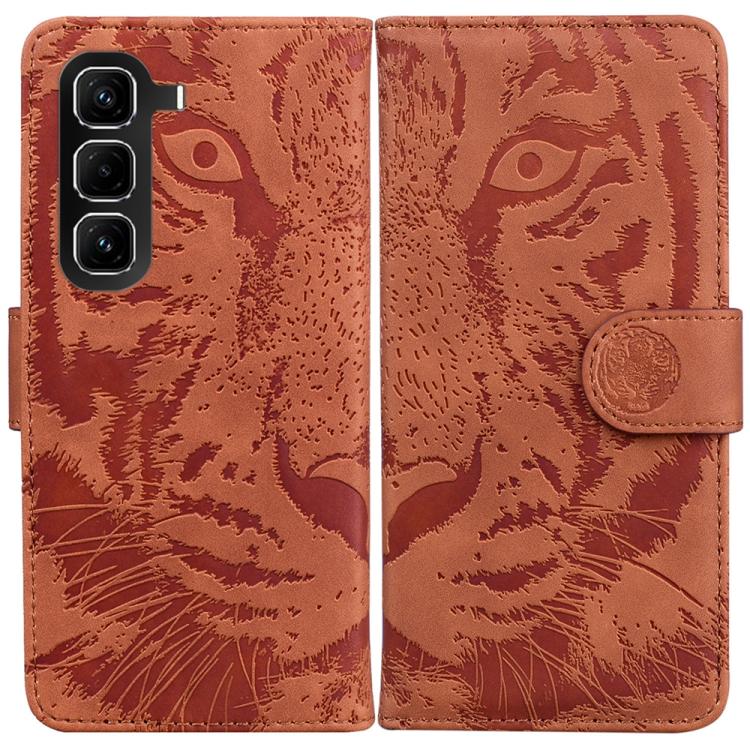 Funda de cuero con tapa y estampado de tigre para Infinix Hot 50 Pro+ 4G (marrón)