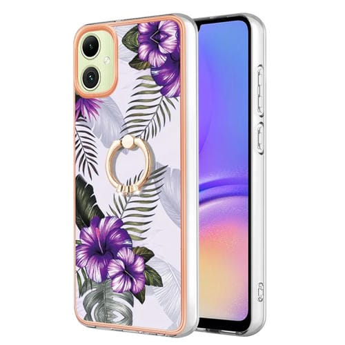 Caja de TelĂ©fono Samsung Galaxy A05 Imd TPU con Galvanoplastia y Anillo (Flor PĂșrpura)