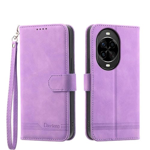 Funda híbrida de TPU y cuero sintético Dierfeng Dream Line para Huawei nova 14 Pro (morada)
