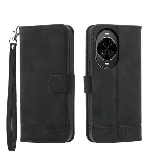 Funda híbrida de TPU y cuero sintético Dierfeng Dream Line para Huawei nova 14 (negra)