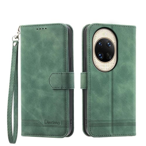 Funda híbrida de TPU y cuero sintético Dierfeng Dream Line para Huawei nova 14 Ultra (verde)