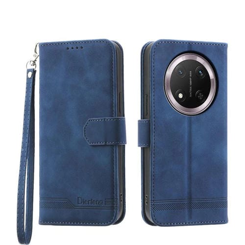 Funda de Teléfono Dierfeng Dream Line Híbrida TPU Cuero Sintético para Honor X9C Global y Magic7 Lite (Azul)