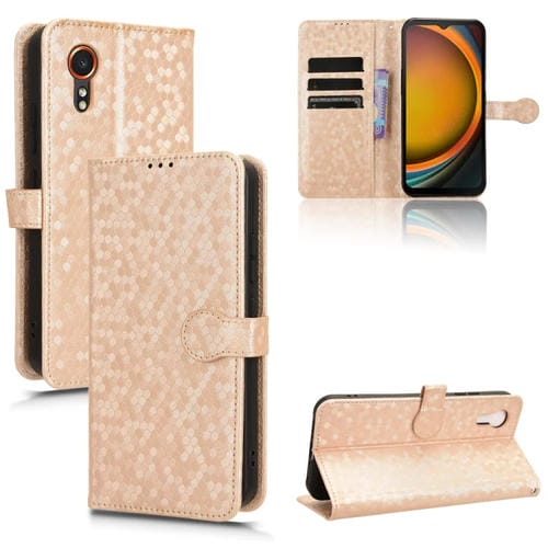 Funda para Samsung Galaxy Xcover 7 Cuero Textura Punto de Panal (Dorado)