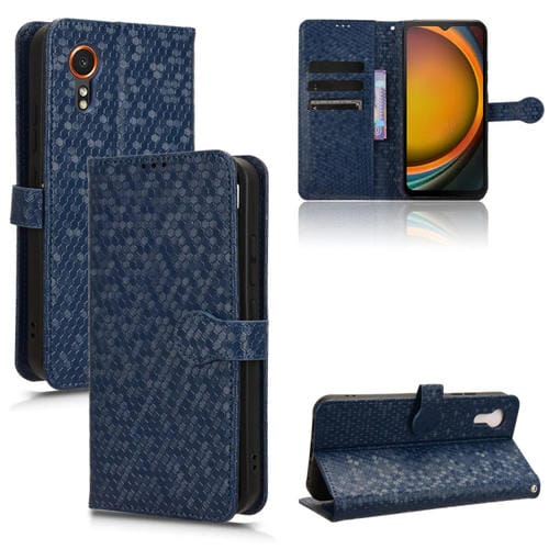 Funda para Samsung Galaxy Xcover 7 Cuero Textura Punto de Panal (Azul)