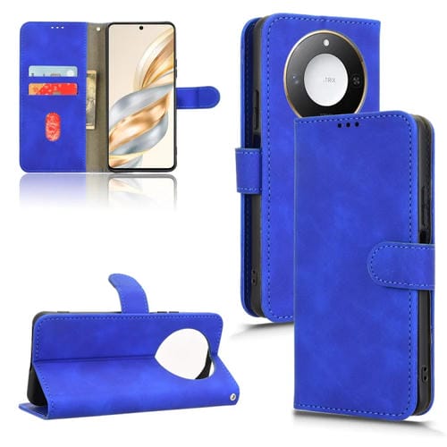 Funda de Cuero para Honor X60 5G con Tapa Magnética y Tacto Piel (Azul)